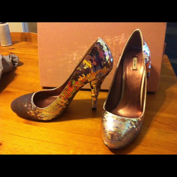 Miu Miu Mermaid Sequin Heels 9.5 - Picture 1 of 4